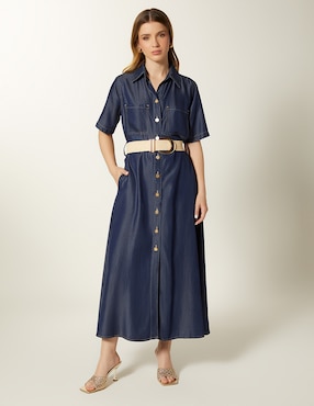 Vestido midi casual Studio F Tencel Raw Max para mujer