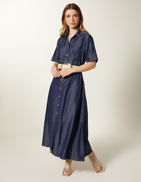 Vestido midi casual Studio F Tencel Raw Max para mujer