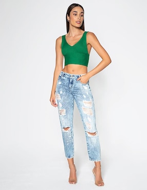 Jeans capri boyfriend Studio F Santana para mujer