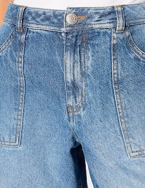 Jeans capri mom Studio F Salem Denim Cannabric Eco corte cintura para mujer