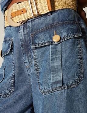 Jeans capri campana Studio F Bulma corte cintura para mujer
