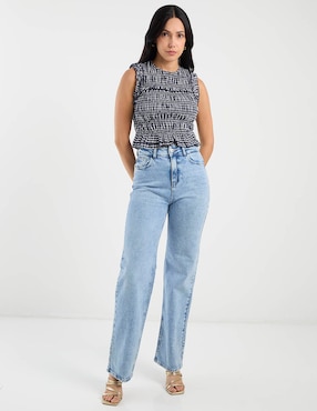 Jeans straight cintura alta Pieces para mujer