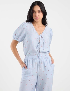 Blusa Pieces manga corta para mujer
