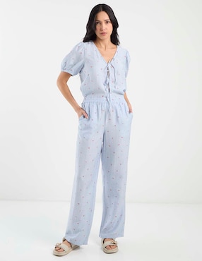 Pantalón pijamero Pieces regular para mujer