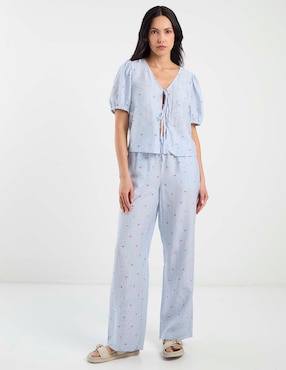 Pantalón pijamero Pieces regular para mujer