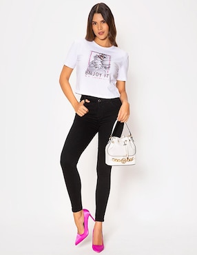 Playera manga corta Studio F Enjoy It cuello redondo para mujer
