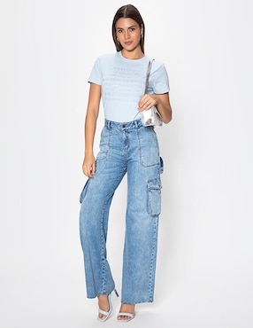Playera manga corta Studio F cuello redondo para mujer