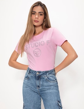 Playera manga corta Studio F cuello redondo para mujer