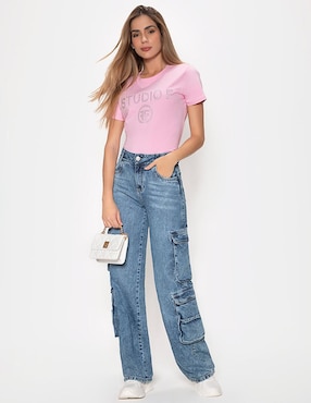Playera manga corta Studio F cuello redondo para mujer