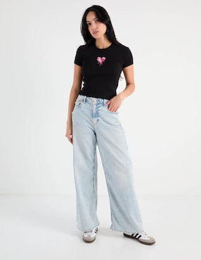 Playera manga corta Hugo Blue cuello redondo para mujer