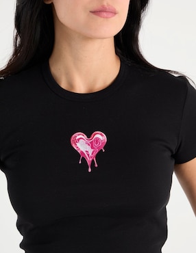 Playera manga corta Hugo Blue cuello redondo para mujer