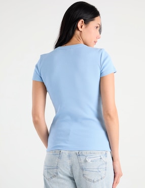 Playera manga corta Hugo Blue cuello redondo para mujer