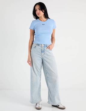 Playera manga corta Hugo Blue cuello redondo para mujer