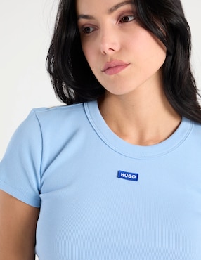 Playera manga corta Hugo Blue cuello redondo para mujer