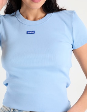 Playera manga corta Hugo Blue cuello redondo para mujer