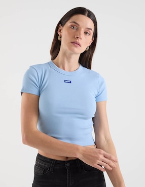 Playera manga corta Hugo Blue cuello redondo para mujer