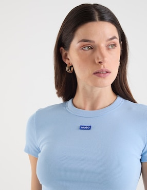 Playera manga corta Hugo Blue cuello redondo para mujer