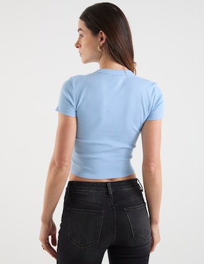 Playera manga corta Hugo Blue cuello redondo para mujer