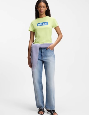 Playera manga corta Hugo Blue cuello redondo para mujer
