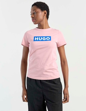 Playera manga corta Hugo Blue cuello redondo para mujer