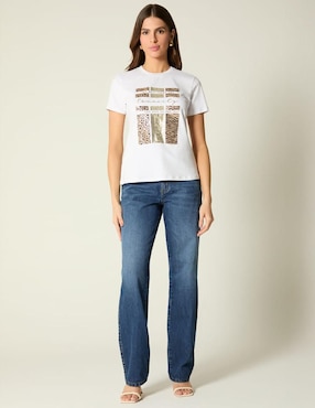 Playera manga corta Studio F cuello redondo para mujer