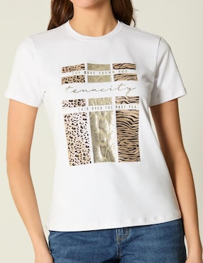 Playera manga corta Studio F cuello redondo para mujer