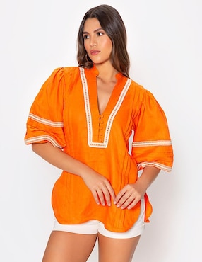 Blusa Studio F Costa Africana manga al codo para mujer