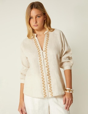 Blusa Studio F Alma Artesana manga al codo para mujer