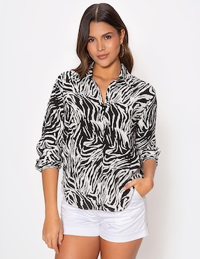 Blusa Studio F Zebra Sofisticada manga 3/4 para mujer