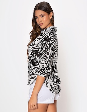 Blusa Studio F Zebra Sofisticada manga 3/4 para mujer