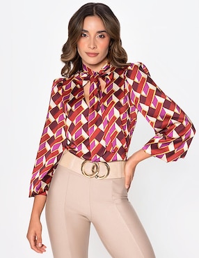Blusa Studio F Geometric Cava manga 3/4 para mujer