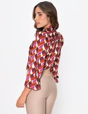 Blusa Studio F Geometric Cava manga 3/4 para mujer