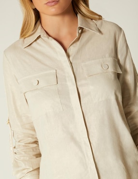 Blusa Studio F Lujo Natural manga larga para mujer