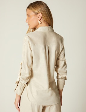 Blusa Studio F Lujo Natural manga larga para mujer