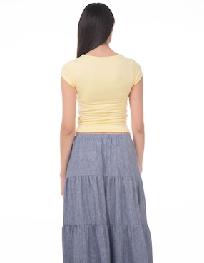 Blusa lvyou manga corta para mujer