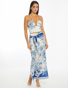Falda larga Studio F Mediterranean Sunset cintura alta