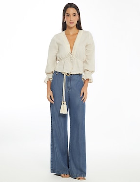 Blusa Studio F Encanto Floral manga 3/4 para mujer