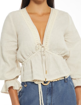 Blusa Studio F Encanto Floral manga 3/4 para mujer