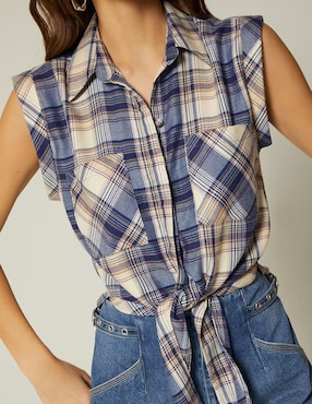 Top Studio F cuello camisero manga cap