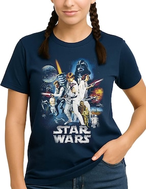 Playera manga corta Star Wars cuello redondo para mujer