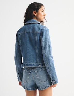 Chamarra denim Abercrombie & Fitch de algodón para mujer