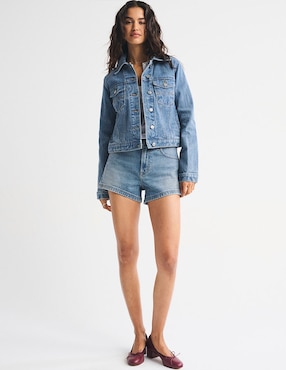 Chamarra denim Abercrombie & Fitch de algodón para mujer