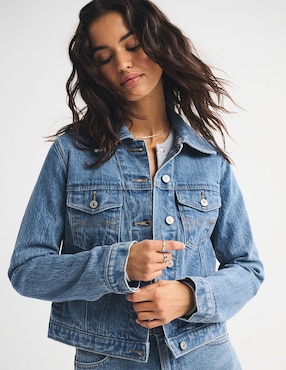 Chamarra denim Abercrombie & Fitch de algodón para mujer