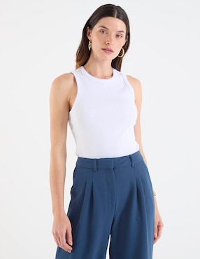 Top Petite Studio cuello redondo tirante ancho