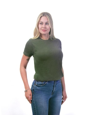 Playera manga corta Indicum Denim Básicos cuello redondo para mujer