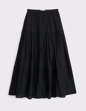 Falda maxi Abercrombie & Fitch de algodón a la cintura alta