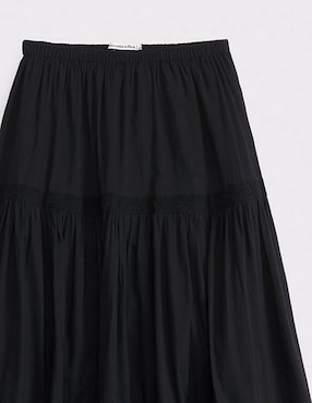 Falda maxi Abercrombie & Fitch de algodón a la cintura alta
