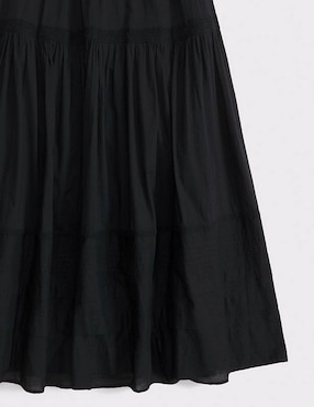 Falda maxi Abercrombie & Fitch de algodón a la cintura alta