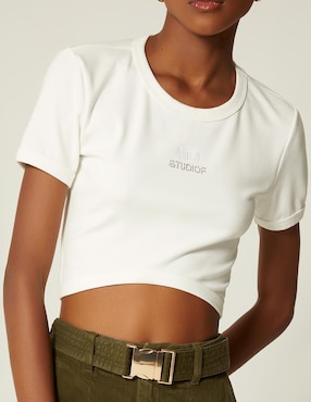 Top Studio F cuello redondo manga corta