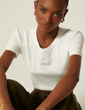 Top Studio F cuello redondo manga corta